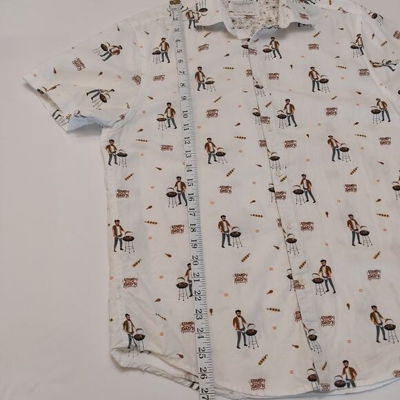 Denim‎ & Flower Men's Shirt Large BBQ Grill Dad Short Sleeve Button-Up Novelty - Picture 8 of 9